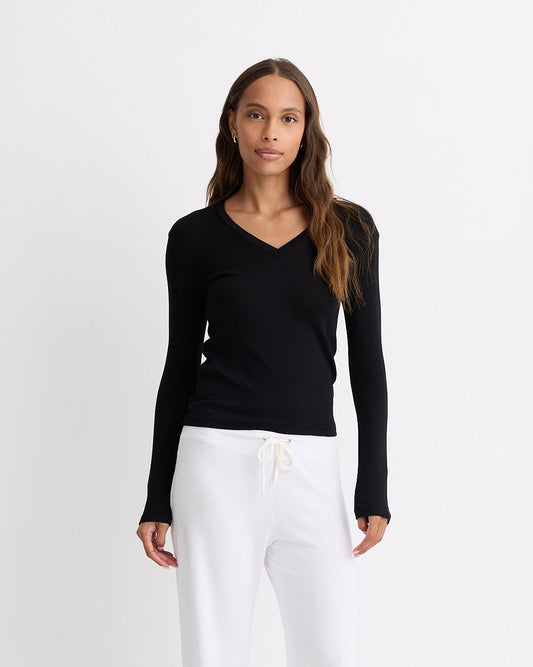 Supimaluxe Rib Long Sleeve V Neck
