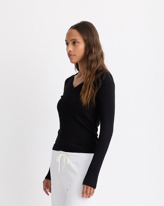 Supimaluxe Rib Long Sleeve V Neck