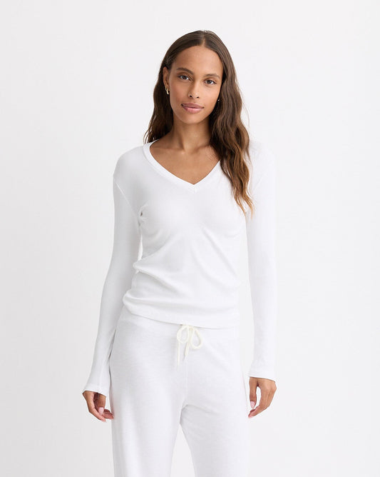 Supimaluxe Rib Long Sleeve V Neck